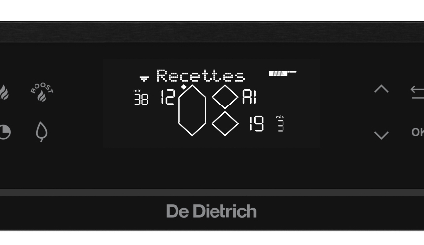 Bílý LCD displej varné desky De Dietrich DPI4431XT